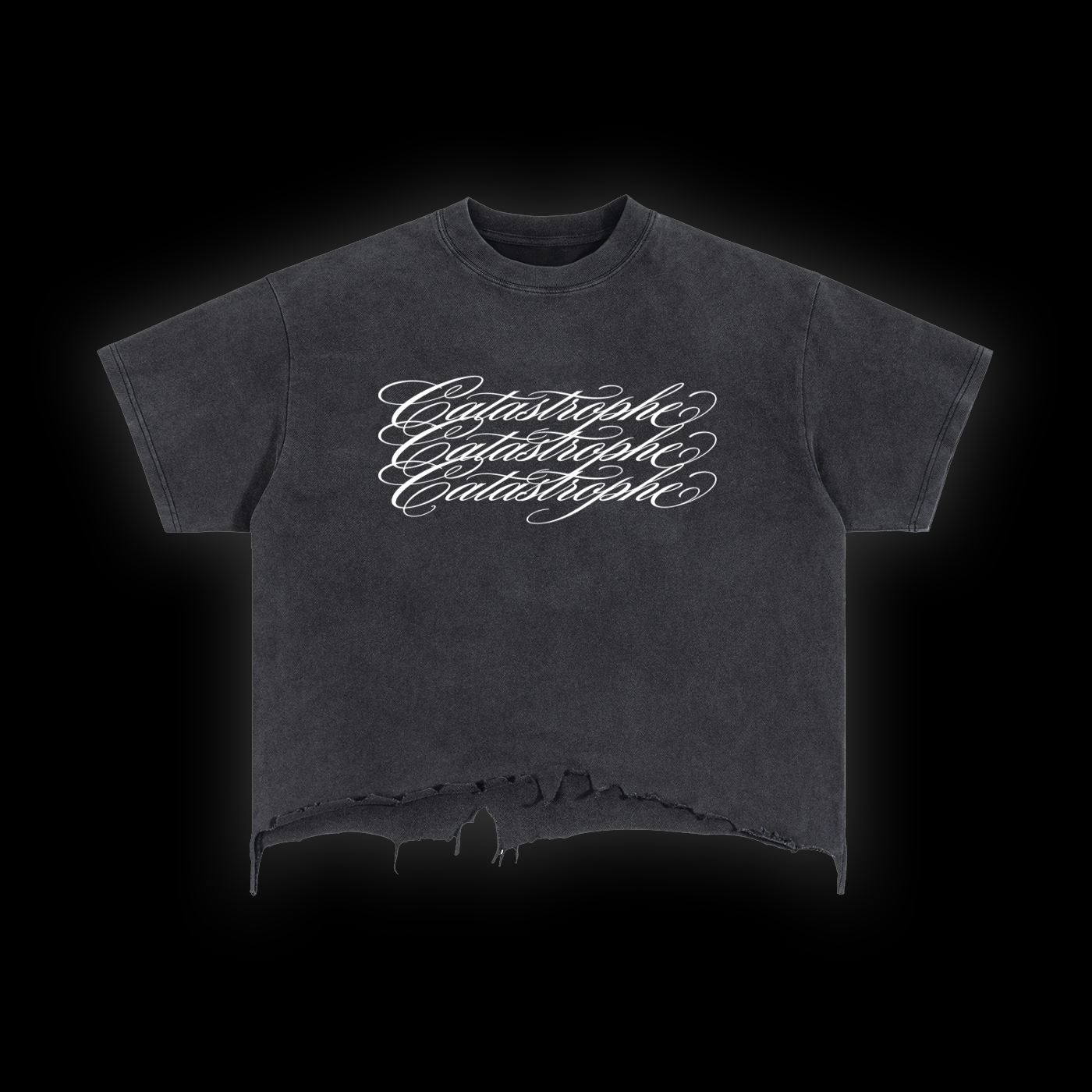 CATASTROPHE Vintage Wash Boxy Distressed Hem T-Shirt