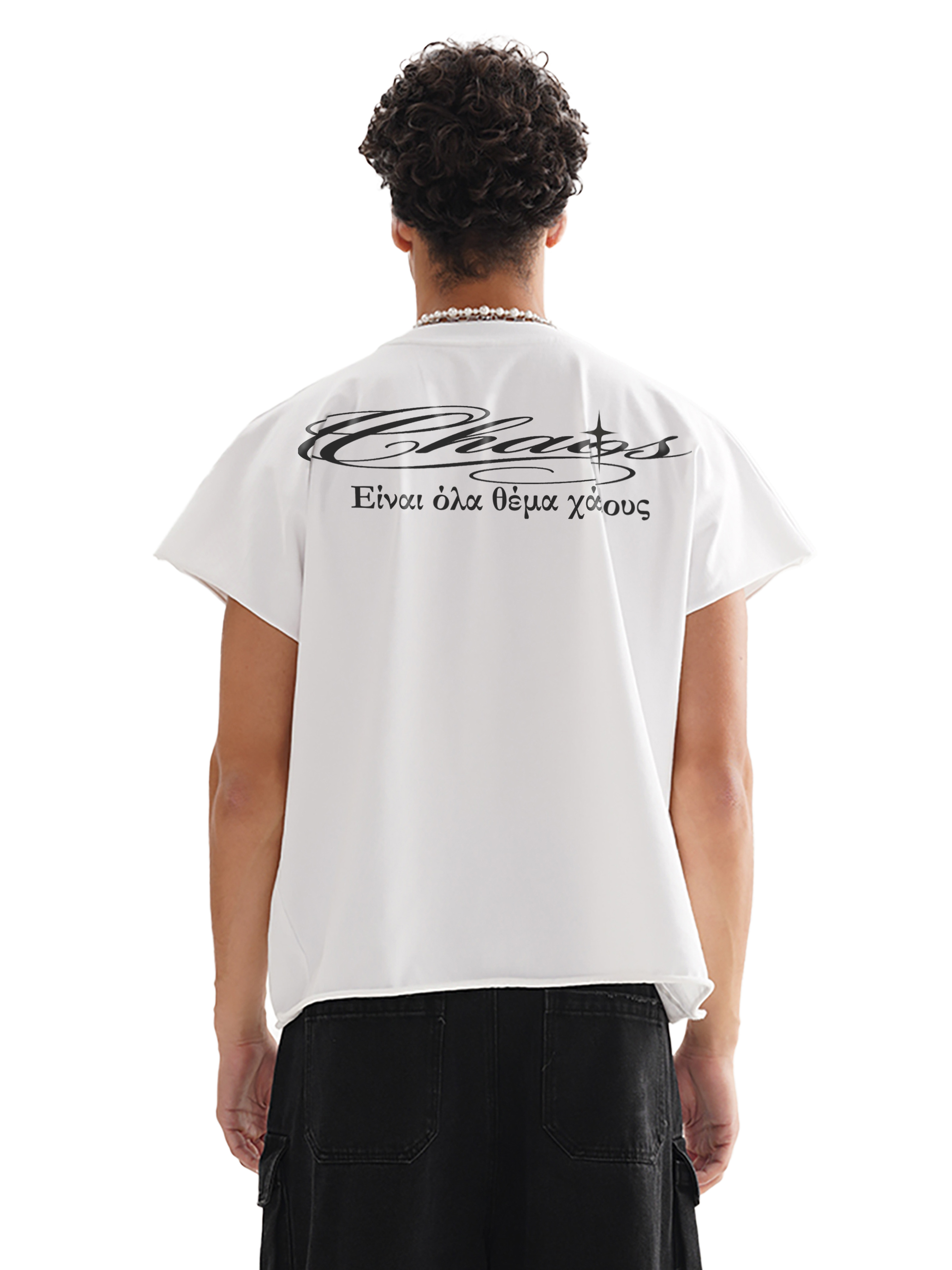 CATASTROPHE WHT Raw Edge Boxy T-Shirt