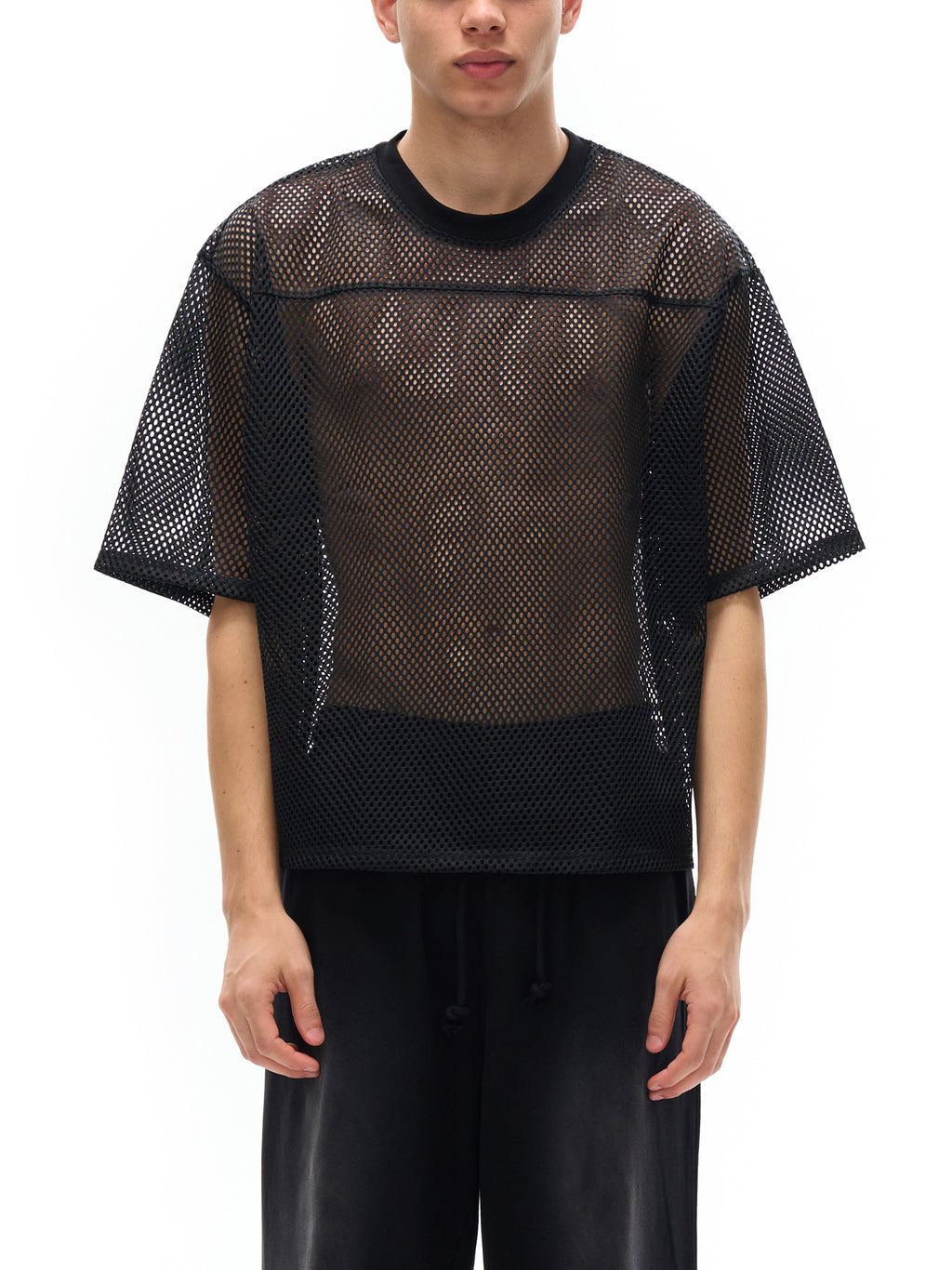 CATASTROPHE See-through Boxy Net T-Shirt